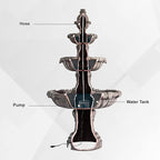 58.3" 3-Tier Outdoor Freestanding Water Fountain - Classic Leaf Design, Large Bird Bath with Pump - Ideal for Yard, Lawn and Garden Décor