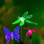 Outdoor Solar Powered LED Garden Light Landscape Lighting Waterproof Multicolor Color Changing Stake Light for Patio Yard Pathway Flowerbed Lawn Christmas Decorations Butterfly Dragonfly Hummingbird