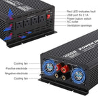 BYGD 2000W Power Inverter 12V DC to 110V AC Inverter Converter with 4 AC Outlets Dual 2.1A USB Ports for Home, RV, Boat, Truck, Off-Grid Solar System