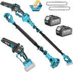 SEESII 2-in-1 Cordless Pole Saws for Tree Trimming, 6 Inch Mini Electric Chainsaw with 2 x 4000mAh Batteries, Battery Powered Chain Saw with Extension Pole, Tree Trimmer Limb Branch Cutter Pruner