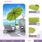 Midtown Umbrellas 10-Year-No-Fade - 8 Ft - UV Proof Pear (Green) Polyester Fabric - Umbrella Outdoor Patio, Auto-Tilt Aluminum Frame Patio Umbrella for Garden, Pool & Deck - Black Pole