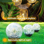 TOMEX 4 Pack Solar Garden Lights, Cracked Glass Ball Waterproof Warm White LED for Outdoor Decor Decorations Pathway Patio Yard Lawn, 4 Pack (3.9")