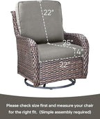 Pop 22x25/22x24 Outdoor Cushions for Patio Couch Chairs Set of 3 - High Back Comfy Outside Seat Cushions for Wicker Dining Rocker Glider Loveseat 3-Seater Sectional Sofa - Grey/Classic