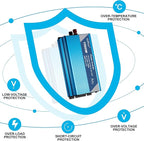 1500W Pure Sine Wave Inverter 12V to 110V with Built-in 5V/2.1A USB Port,Hardwire Terminal, LCD Display,12V DC to 120V AC Converter for Home, RV, Truck (1500W)