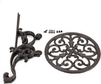 OwnMy Heavy Duty Cast Iron Plant Stand Indoor Outdoor Vintage Wrought Iron Round Flower Pot Holder Stand, 19.3" Tall Decorative Large Potted Plant Stand for Home Garden Patio, Retro-Brown