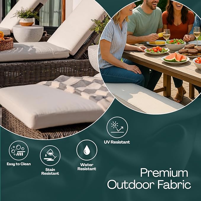 RSH DECOR: Square Throw Pillows Set of 4 | 17” x 17” | All-Weather Spun Fabric | Water and Fade-Resistant | Outdoor Accent Pillows for Patio Furniture | Gregoire Fresco - Made in USA