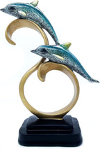 Resin Dolphin Statue Sculpture Frgurine Gift for Home Office Living Room Desktop Display Decorative Decoration (Blue)