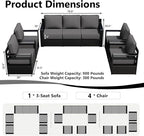 Outdoor Patio Furniture Set, 5-Piece Aluminum Patio Conversation Set All-Weather Metal Outdoor Sectional with 6 Inch Thick Cushions, Deep Setting for Garden, Outside and Porch