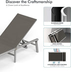 Ciokea Aluminum Chaise Lounge Ourdoor - Foldable & Assemble Free Outdoor Lounge Chair with 5 Adjustable Backrest, Patio Lounge Chair for Outside Poolside Beach Pool, Grey