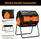 Compost Tumbler, Easy Assemble & Efficient Outdoor Compost Bin, 45 Gallon/170 Liter Large Dual Chamber Rotating Composter for Garden, Kitchen, and Yard Waste, Orange Door