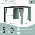 Gazebo Universal Replacement Privacy Curtain,10'×10' Gazebo Outdoor Waterproof Curtains, 4-Panels Sidewall Curtains with Double Zipper for Patio Canopy, Garden and Backyard (Curtain Only)