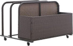 Barton Rolling Toy Caddy All-Wicker Outdoor Patio Furniture Organizer Wicker Box Float Deck Rolling Holder Bench