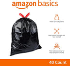 Amazon Basics Lawn & Leaf Drawstring Trash Bags, 39 Gallon, 40 Count (Pack of 4)