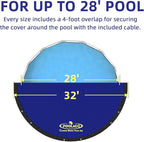 Pool Covers for Above Ground Pools - 28 ft Round Winter Pool Cover, Extra Durable Cold- and UV-Resistant Heavy-Duty Swimming Pool Cover for Winterizing