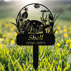 Custom Floral Turtle Memorial Stake,Personalized Metal Turtle Grave Marker,Outdoor Tortoise Sign Garden Yard Decor,Gift for Turtle Lover Turtle-2 14inch