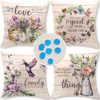 Cirzone Waterproof Outdoor Pillow Covers 18x18 Inch Set of 4 Summer Spring Floral Throw Pillow Covers Spring Outdoor Decor for Patio Furniture Garden Sofa