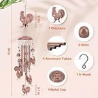 Chicken Wind Chimes Outdoor Chicken Gifts for Women/Men/Mom/Grandma Rooster Birthday Gifts Memorial Gift Metal WindChimes for Outside/Indoors, Home, Lawn, Porch, Patio, Garden Decor, Yard Decorations