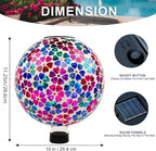 VOREEN Mosaic Solar Glass Gazing Ball, 10" Outdoor Multicolor Gazing Globe, Handmade IP44 Waterproof Garden Decor Sphere for Patio Lawn Yard, Gift for Mom Wife Friend, Heart Flower Design