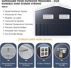 Large Metal Shed 10x16 FT with Floor Fame Kit, with Customizable Skylight and Reinforced Steel Frame, Heavy-Duty Galvanized Steel Big Garden Sheds with Base, Lockable Doors,4 Pane Windows,
