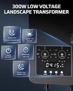 DEWENWILS 300W Low Voltage Landscape Transformer with 2 Zones, 120V AC to 12V DC, Low Voltage Transformer with Remote, Photocell Sensor & Timer, Outdoor Landscape Lighting for Spot Light Steplight