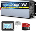 24V 4000W Pure Sine Wave Inverter 24V DC to 110V/120V AC Converter with 4AC Outlets, 5V/3.4A USB, Remote Control with on-Screen Display, Off-Grid Solar Power Inverter for Truck, Home, Vehicles, RV