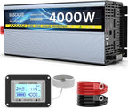 24V 4000W Pure Sine Wave Inverter 24V DC to 110V/120V AC Converter with 4AC Outlets, 5V/3.4A USB, Remote Control with on-Screen Display, Off-Grid Solar Power Inverter for Truck, Home, Vehicles, RV