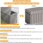 Modern-Depo 80 Gallon Waterproof Deck Box Patio Furniture Storage Box with Lockable Lid, PP Outdoor Storage Bin for Garden, Yard, Poolside, Gray
