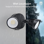 Philips 2 Packs 44W 3500LM ‌LED Security Flood Light‌ ‌Outdoor‌，Switch Controlled Aluminum ‌Security Light‌, 2 Adjustable Heads，5000K Daylight，Wet Location for Patio, Garden, Yard Lights