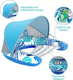 Pool Float for Adults with Canopy, XL Inflatable Chair Lounge Floaties with Adjustable Sun Shade Cover, Drink Holder, Ergonomic Headrest