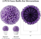 Goplus 11 Inch Topiary Balls Artificial Outdoor Set of 2, Faux Boxwood Ball, Fake Plant Sphere, Round Artificial Plant Balls for Front Door, Porch, Backyard, Balcony, Home Décor (Purple)