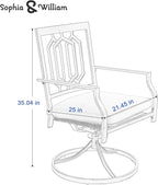 Sophia & William Outdoor Metal Swivel Chairs Set of 6 Patio Dining Rocker Chair with Cushion Furniture Set for Garden Backyard Bistro, 300 lbs