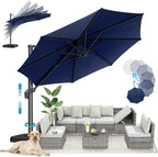 HOTIME10ft Patio Umbrella Cantilever Umbrella - Upgrade and Intensify - with 360 Rotation and 5 Angles Adjustment - Aluminum Offset Pool Umbrella Square Outdoor Umbrellas for Patio Garden Deck