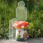 14''H Mushroom House Statue Outdoor Statues Garden Resin Stool Over Sized Sculpture Fairy Forest Pedestal Spring Decor for Home Courtyard Lawn Patio Summer Ornament Indoor Stool