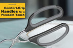 Scissor Tongs with Comfort-Grip Handle 12-Inch Cooking Tongs (Black Handle)