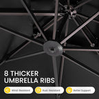 10x10 FT Cantilever Patio Umbrella Double Top Outdoor Square Large Heavy Duty Aluminum Offset Umbrellas with 7 Level Tilt 360-degree Rotation for Pool Garden Deck, Black