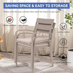 Soleil Jardin Outdoor Aluminum 2-Piece Patio Dining Chairs with Cushions, Stackable Bistro Chairs for Balcony, Garden, Backyard, Flaxen Finish & Beige Cushion