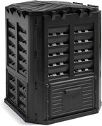 VonHaus Compost Bin for Garden 360L – Composter with Slatted Design for Aeration, Rainwater Collection, Side Flap & Lid – Outdoor Compost Converter – Frost & UV Resistant - Black
