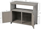 Modern Grey Solid Wood Patio Bar Table Set with Convenient Storage – Ideal Buffet Cabinet Sideboard for Outdoor and Indoor Use!
