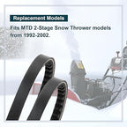 954-0430 754-0430 Snow Brower Auger Drive Belt Two-Stage Snow Blowers 3/8"x35" for MTD Troy Bilt Cub Cadet 754-0430 954-0430 754-0430A 754-0430B 954-0430B 954-0431 Oregon 75-158 265-811
