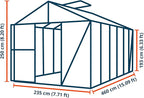 Greenhouse Diamas 24 Premium 7.7 x 15.1 ft with Approx. 16 mm Polycarbonate Panels, Natural Aluminum Color
