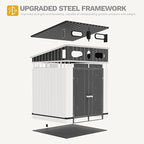 DWVO 6x6 FT Outdoor Storage Shed, All-Weather Resin Garden Tool Shed with Floor & Lockable Door, Plastic Outside Tool Garden Shed with Windows & Vents for Backyard Garden Patio Lawn, Black&Gray