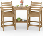 Tall Adirondack Chairs Set of 2, All Weather HDPE Poly Bar Height Balcony Adirondack Chair with Removable Double Connecting Trays, Outdoor Adirondack Barstools for Deck, Patio, Yard, Pool, Lawn