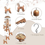 Poodle Wind Chimes for Outside, Metal Windchimes Outdoors Birthday Gifts for Women Memorial Sympathy Wind Chimes for Patio Garden Yard