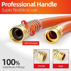 SPECILITE Garden Water Hose 50 ft x 3/4 in Heavy Duty, Flexible and Lightweight, Burst 600 psi, Kink-less Hybrid Rubber Pipe for Backyard, 3/4'' Brass Fittings, Orange
