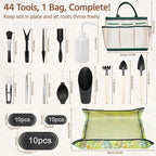 LASZOLA 45 pcs Repotting Set with Potting Mat Tiny Tools for Indoor Plants Succulents, Gardening Bag Kit with Waterproof Tray and Mini Tools, Ideal for Soil Replacement Seedling Transplanting, Yellow