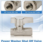 Ball Valve Pressure Washer, DN10 Ball Valve, 3/8" High Pressure Ball Valve for Power Washer Hose, 5000 PSI (3/8" Female BSP)