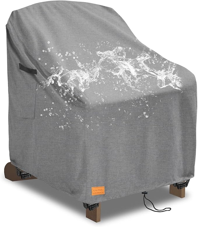 Outdoor Adirondack Chair Covers 30W x 34D x 36H Inches, Patio Furniture Covers Waterproof Heavy Duty Outdoor Swivel Chair Cover,Gery
