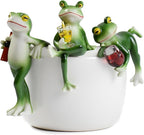 3 Pack Tipsy Frog Figurines Pot Huggers Statues Garden Decor for Outside,Plant Decorations for Pots,Miniature Frog Ornaments for Patio,Balcony,Backyard,Lawn,Unique House Warming Gifts for Women