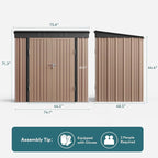 Gizoon 6' x 4' Outdoor Storage Shed with Double Lockable Doors, Anti-Corrosion Metal Garden Shed, Waterproof Shed Outdoor Storage Clearance for Backyard Patio Lawn-Brown
