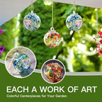 Yao Yuan 4 Inch Garden Hanging Gazing Ball Hand-Blown Glass for Hanging Gardens Window Outdoor Gazing Ball Witch Balls Glass Ornament (organe and red)